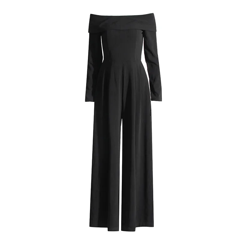 Elegant Style Wide Leg Jumpsuit Casual Pants Back Splice Butterfly Knot Solid Color Long Sleeve Fashionable Commute Suit display picture 3