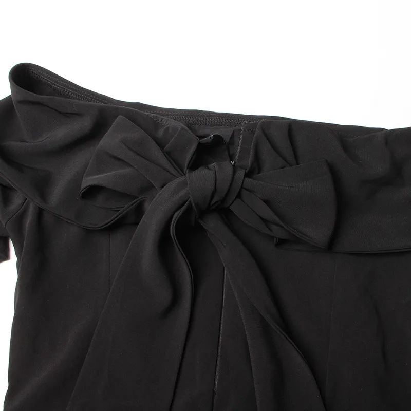 Elegant Style Wide Leg Jumpsuit Casual Pants Back Splice Butterfly Knot Solid Color Long Sleeve Fashionable Commute Suit display picture 16