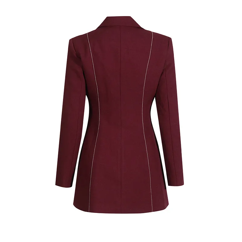 Elegant Angora Red Two-Piece Set High Waist Belted Pants Asymmetric Hem Long Sleeve Fashion Casual Women's Suit display picture 13