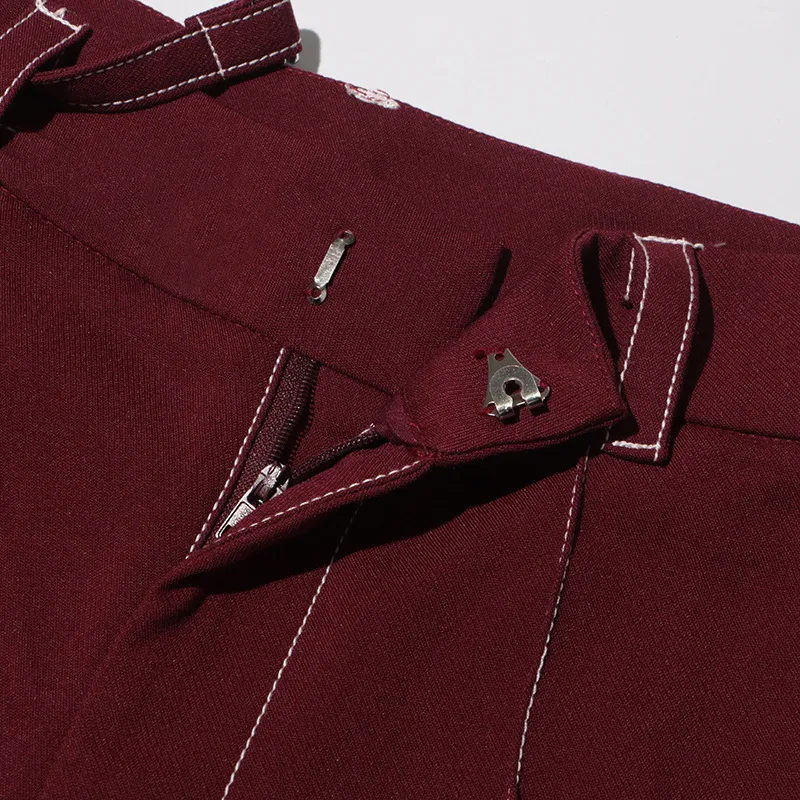 Elegant Angora Red Two-Piece Set High Waist Belted Pants Asymmetric Hem Long Sleeve Fashion Casual Women's Suit display picture 17