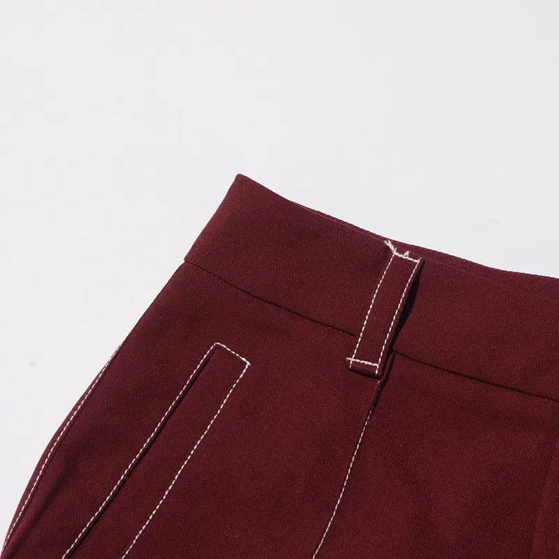 Elegant Angora Red Two-Piece Set High Waist Belted Pants Asymmetric Hem Long Sleeve Fashion Casual Women's Suit display picture 18