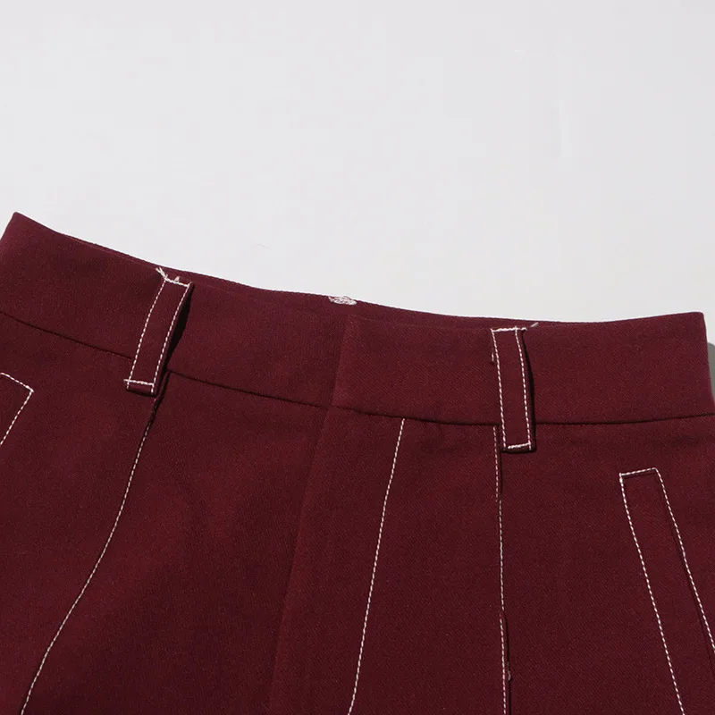 Elegant Angora Red Two-Piece Set High Waist Belted Pants Asymmetric Hem Long Sleeve Fashion Casual Women's Suit display picture 19