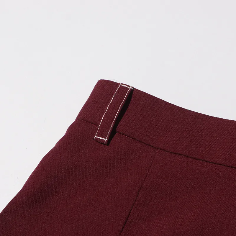 Elegant Angora Red Two-Piece Set High Waist Belted Pants Asymmetric Hem Long Sleeve Fashion Casual Women's Suit display picture 24