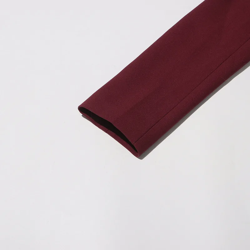 Elegant Angora Red Two-Piece Set High Waist Belted Pants Asymmetric Hem Long Sleeve Fashion Casual Women's Suit display picture 36