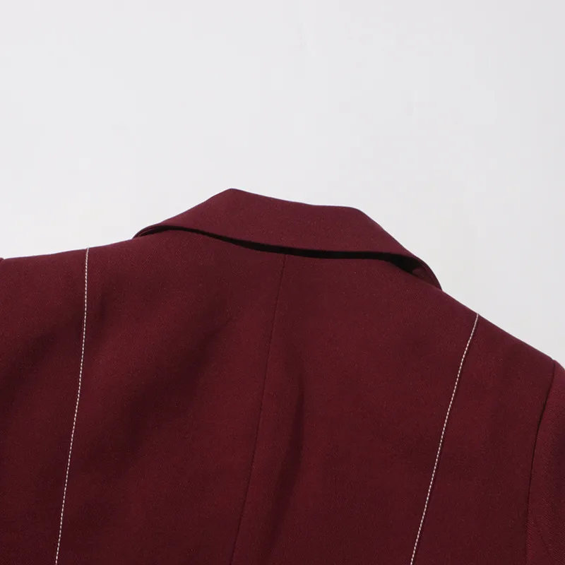 Elegant Angora Red Two-Piece Set High Waist Belted Pants Asymmetric Hem Long Sleeve Fashion Casual Women's Suit display picture 37