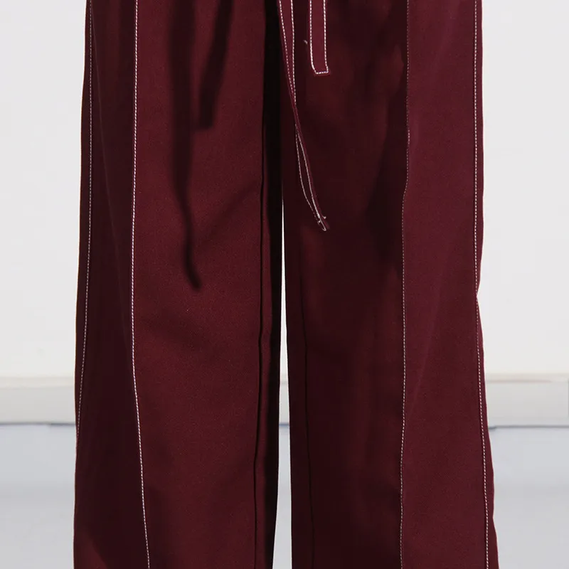 Elegant Angora Red Two-Piece Set High Waist Belted Pants Asymmetric Hem Long Sleeve Fashion Casual Women's Suit display picture 40