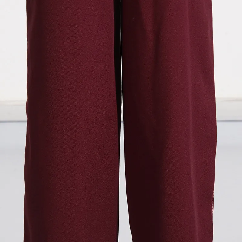 Elegant Angora Red Two-Piece Set High Waist Belted Pants Asymmetric Hem Long Sleeve Fashion Casual Women's Suit display picture 44