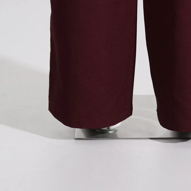 Elegant Angora Red Two-Piece Set High Waist Belted Pants Asymmetric Hem Long Sleeve Fashion Casual Women's Suit display picture 45