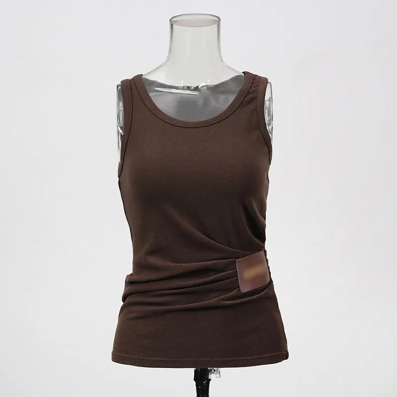 Ladies Knitted Vest Top Round Neck Sleeveless Fashion Patchwork Solid Color Overhead Summer New Casual Basic Design display picture 8
