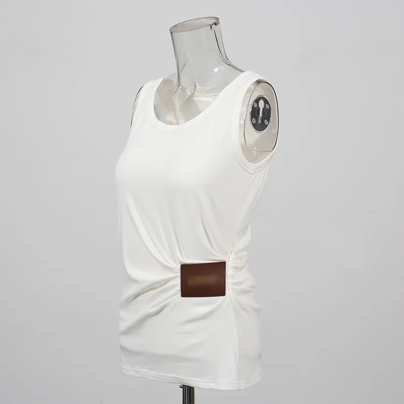 Ladies Knitted Vest Top Round Neck Sleeveless Fashion Patchwork Solid Color Overhead Summer New Casual Basic Design display picture 6