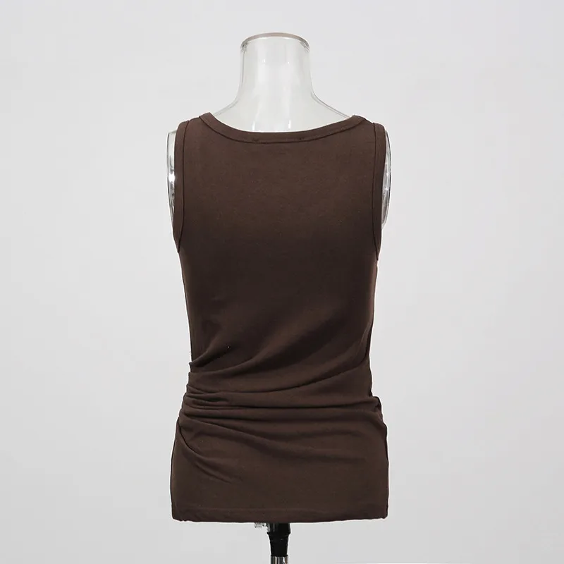 Ladies Knitted Vest Top Round Neck Sleeveless Fashion Patchwork Solid Color Overhead Summer New Casual Basic Design display picture 9
