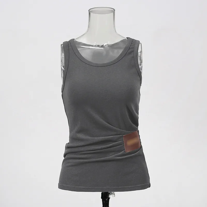 Ladies Knitted Vest Top Round Neck Sleeveless Fashion Patchwork Solid Color Overhead Summer New Casual Basic Design display picture 10