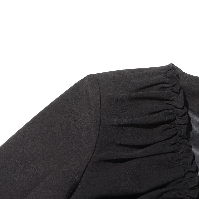 Elegant Black European Style Women's Suit Jacket Thin Pleated Design Cotton Polyester Blend Long Sleeve V-neck Commute Fashion display picture 9