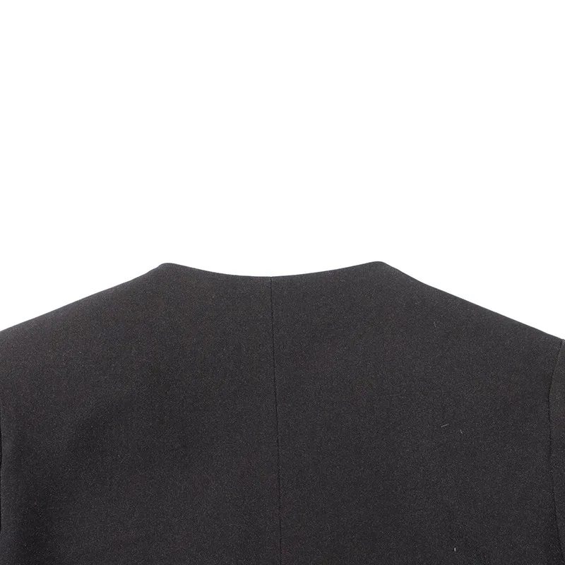 Elegant Black European Style Women's Suit Jacket Thin Pleated Design Cotton Polyester Blend Long Sleeve V-neck Commute Fashion display picture 17