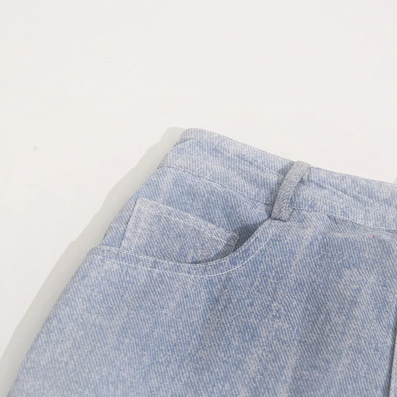 Fashionable Casual Gradient Denim Shirt High Waist Bell Bottom Pants Set Elegant Long Sleeve Women's Two Piece Set display picture 17