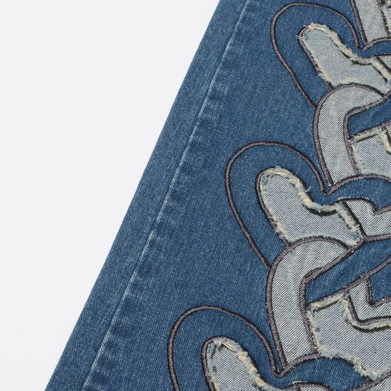 Fashionable High-Waist Hollow Heart-Shaped Women's Jeans Trendy Hollow Out Straight Leg Long Pants Comfortable Stretch Denim display picture 12