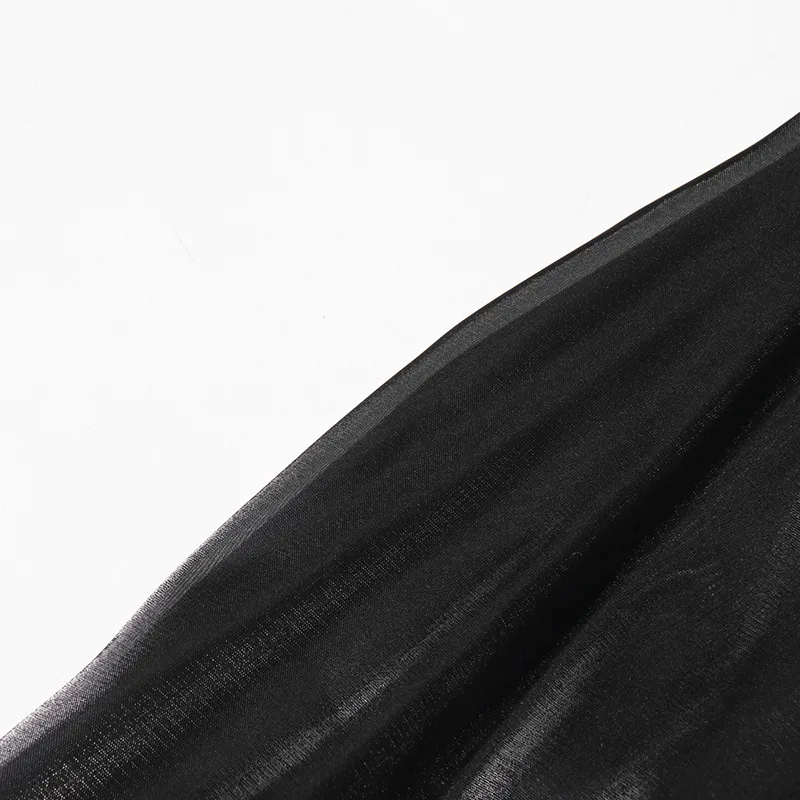 Casual Loose Mesh Shirt Women's Style Solid Color Pointed Collar Diamond Embellished See-through Design Long Sleeve Mid-length Top display picture 16