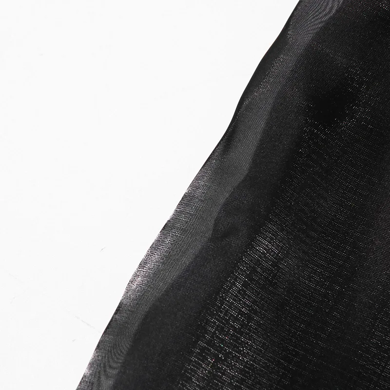 Casual Loose Mesh Shirt Women's Style Solid Color Pointed Collar Diamond Embellished See-through Design Long Sleeve Mid-length Top display picture 18