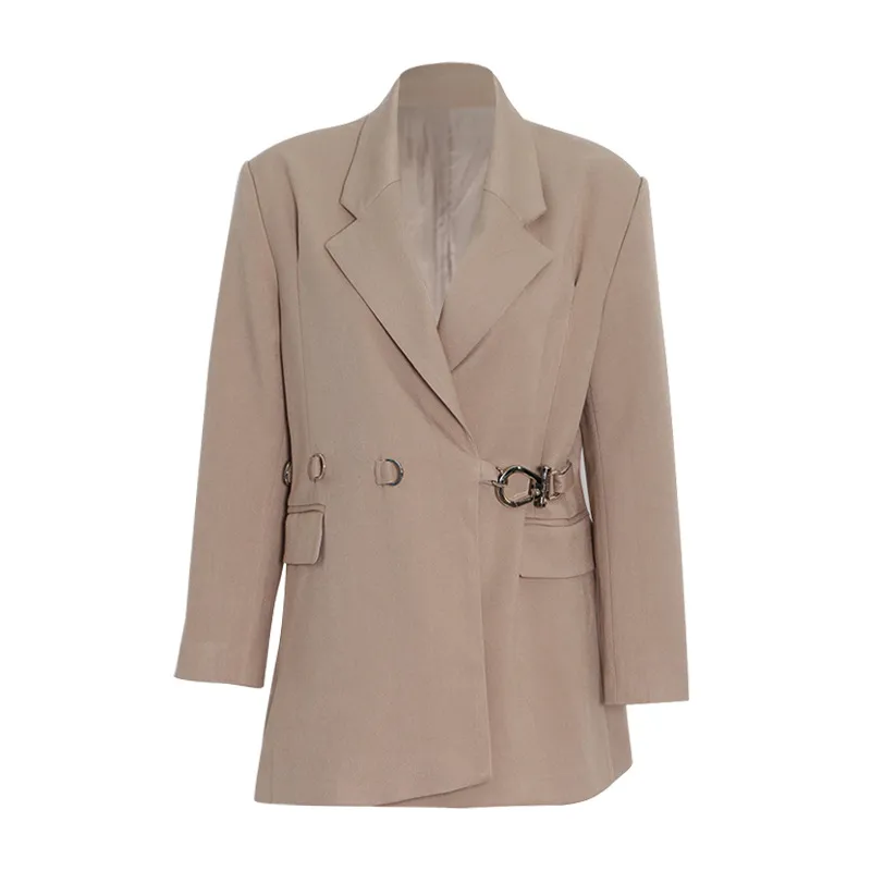 Fashion French Style Retro Easy Matching Baggy Coat Solid Color Buttons Detail Women's Fashion Long Sleeve Slim Fit Style Trueran display picture 3