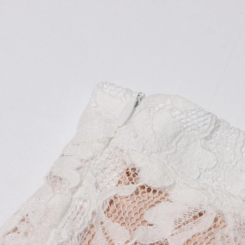 Elegant Embroidered Lace Top High Waist Mini Skirt Set Round Neck Diamond Luxury Casual Fashion Women's Cotton Polyester display picture 24