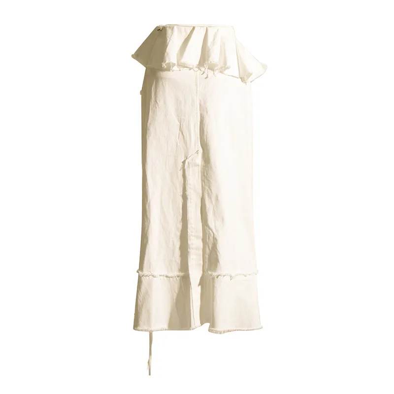 Elegant Long Ankle-Length Half Skirt Ladies Fashion Design Summer New Splicing Style Pure Color Versatile Skirts For Women display picture 7