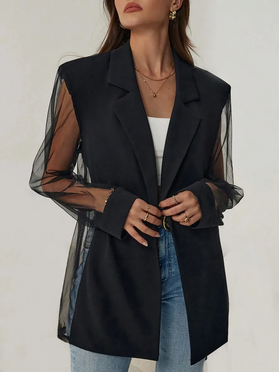 Australian Style Loose Fit Business Suit Jacket Long Sleeve Personality Splicing Design Summer New High-End Feelings Outerwear display picture 2