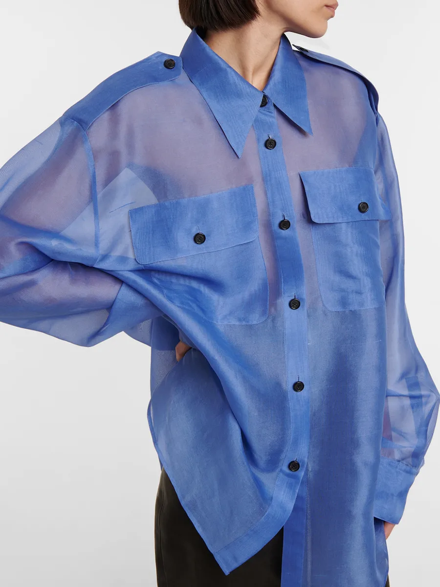 Elegant Thin Summer New Design Mesh See-through Loose Casual Women's Shirt Pure Color Long Sleeve Business Casual Top display picture 1