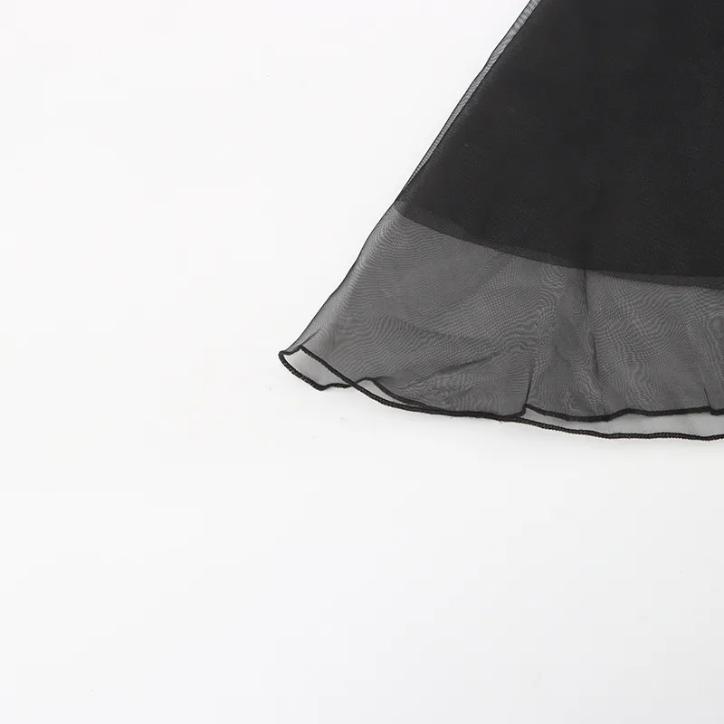 Fashionable Mesh Half Skirt For Women In Solid Color With Splice See-through Design Ankle-length A-line Skirts Street Style display picture 11