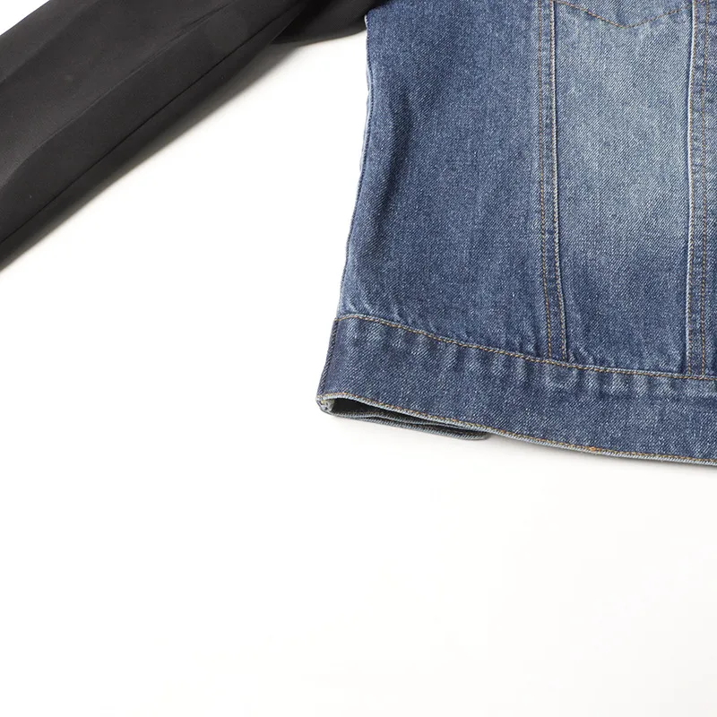 Casual Style Stitching Color Block Slim Fit Straight-Leg Denim Jacket Ladies Summer New Fashion Top Quality Coat display picture 12