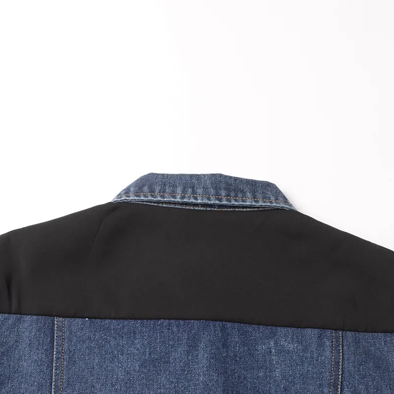 Casual Style Stitching Color Block Slim Fit Straight-Leg Denim Jacket Ladies Summer New Fashion Top Quality Coat display picture 14