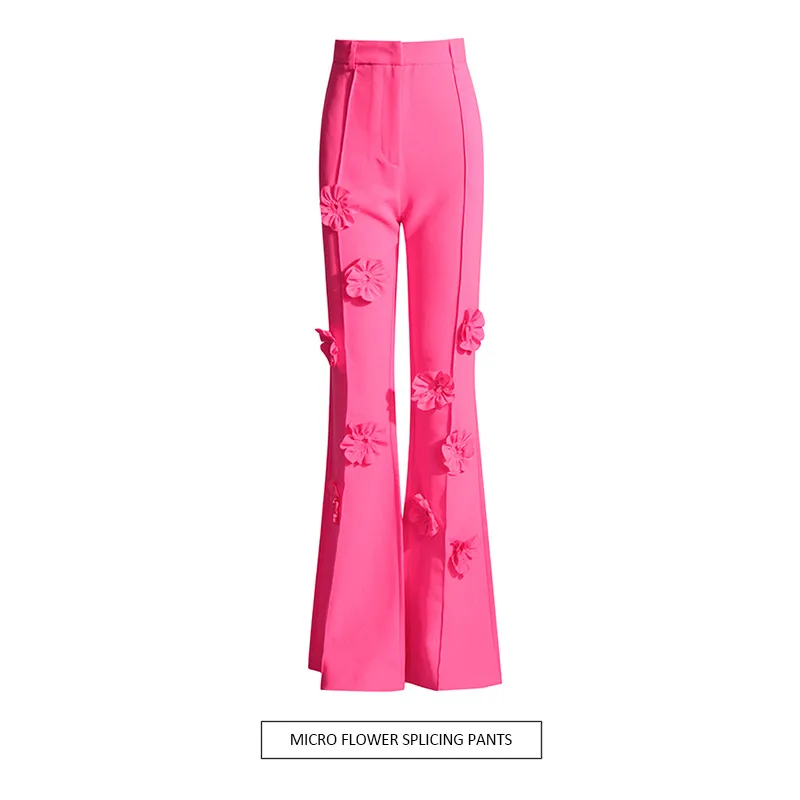 Comfortable Wide Leg Women's Pants Floral Design 3D High Waist European Style Casual Trousers Loose Fit Fashionable Long Trousers display picture 2