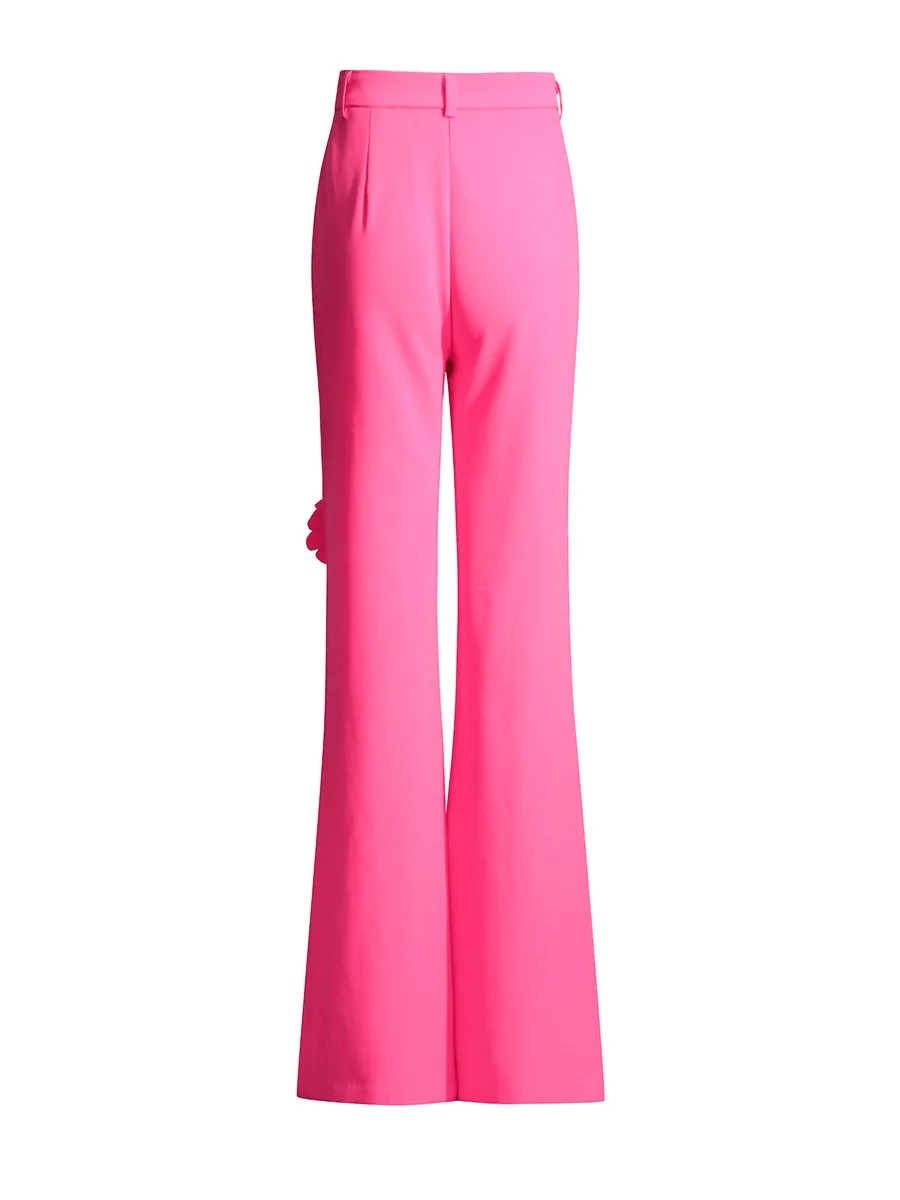 Comfortable Wide Leg Women's Pants Floral Design 3D High Waist European Style Casual Trousers Loose Fit Fashionable Long Trousers display picture 5