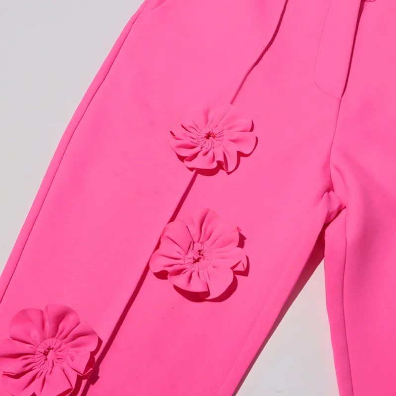 Comfortable Wide Leg Women's Pants Floral Design 3D High Waist European Style Casual Trousers Loose Fit Fashionable Long Trousers display picture 11