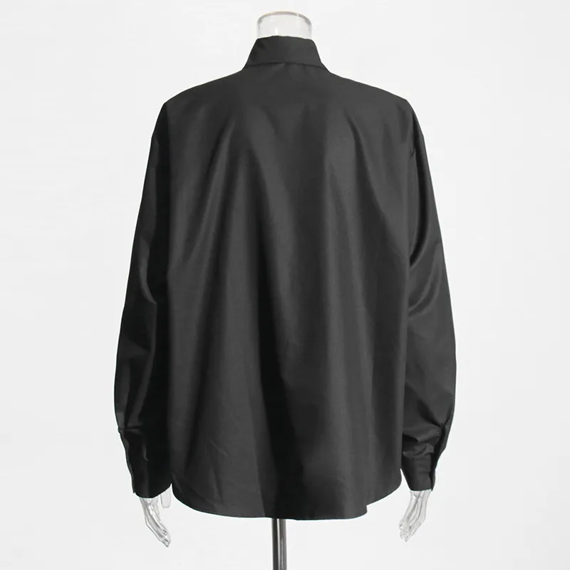 Elegant Commuter Style Loose Women's Shirt Diamond Embedded Versatile Mid-Length Casual Top Summer Fashion Trend 2025 display picture 5