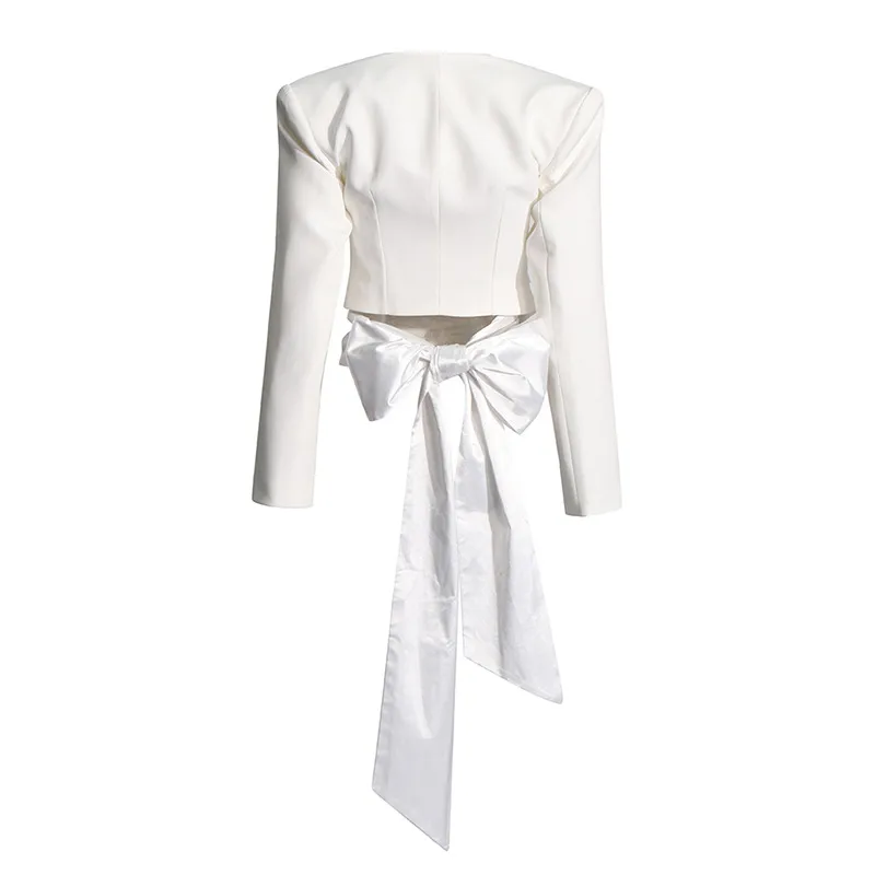 Elegant Slim Fit Cardigan Top Women's Fashion Design Belt Short Coat Spring Summer Pure Color Long Sleeve Button Front display picture 7