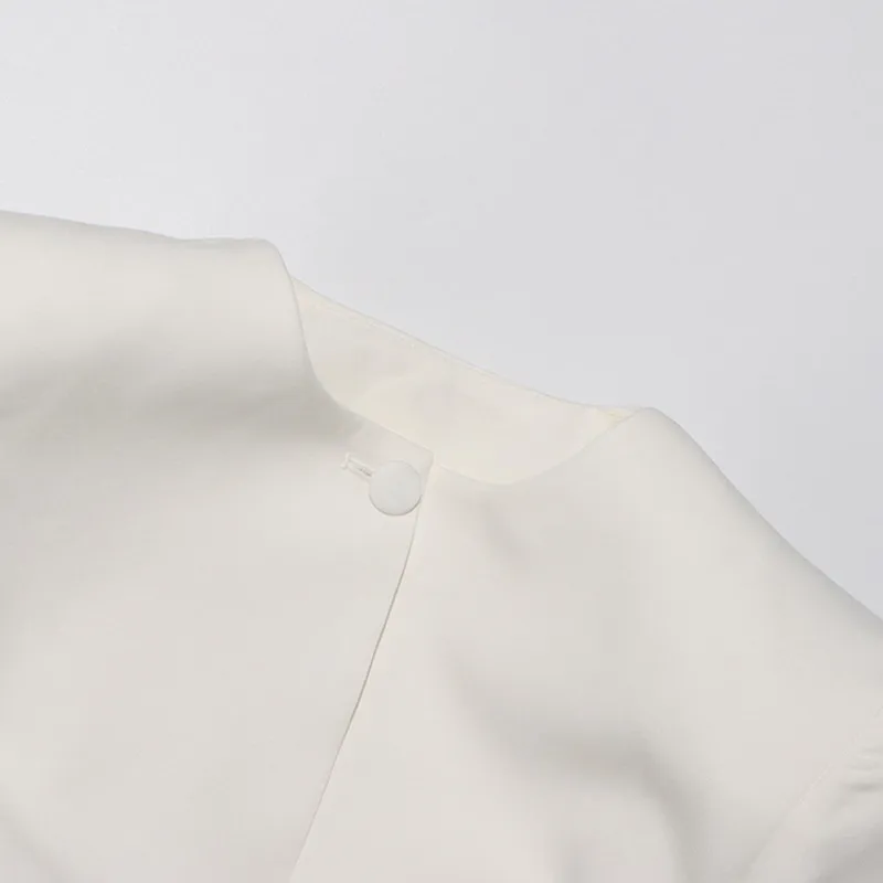 Elegant Slim Fit Cardigan Top Women's Fashion Design Belt Short Coat Spring Summer Pure Color Long Sleeve Button Front display picture 8