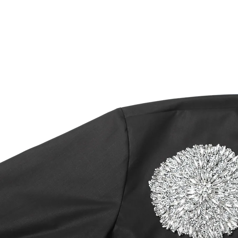 Elegant Commuter Style Loose Women's Shirt Diamond Embedded Versatile Mid-Length Casual Top Summer Fashion Trend 2025 display picture 13
