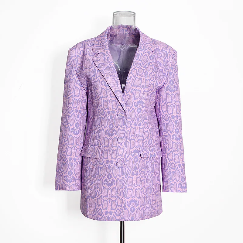 Fashionable Retro Printed Long Sleeve Loose Fit Ladies' Suit Jacket Polyester Blend Medium Length Cotton Polyester Fabric display picture 3