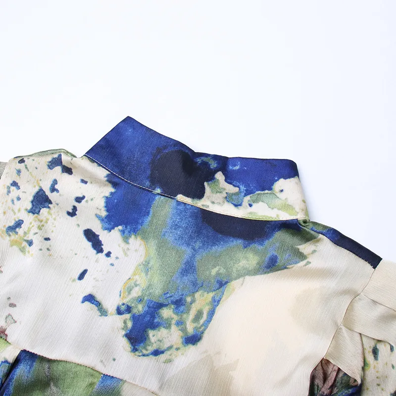 Elegant French Style Long Sleeve Women's Shirt Bow Tie Loose Fit Urban Fashion Commute Shirt Plant Floral Pattern Polyester Lyocell display picture 15