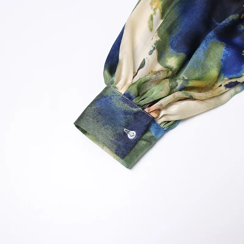 Elegant French Style Long Sleeve Women's Shirt Bow Tie Loose Fit Urban Fashion Commute Shirt Plant Floral Pattern Polyester Lyocell display picture 17