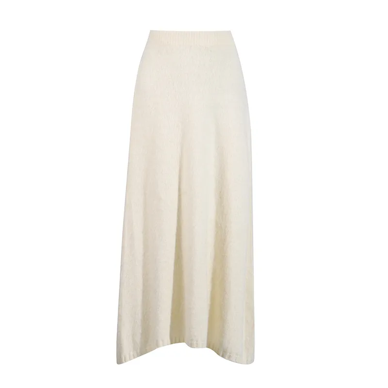 Fashionable Casual Knitted Set Women's V-neck Open Cardigan Plus Gentle Solid Color Mini Skirt Two-piece Trendy Cotton Polyester Clothing display picture 12