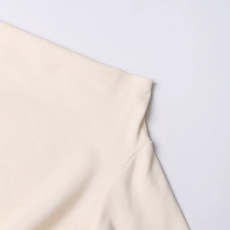 Fashionable Casual Pleated Side Collar Slim Fit Solid Color Short T Shirt Women's Top Trendy Commute Style Cotton Polyester Blend display picture 12