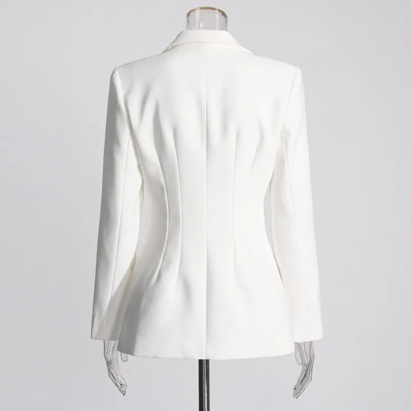 Slim Fit Solid Color Suit Coat Women New Style Casual Long Sleeve Button Design Belt Design Splicing Coat display picture 5