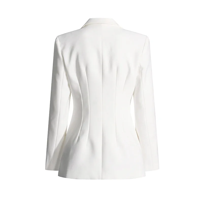 Slim Fit Solid Color Suit Coat Women New Style Casual Long Sleeve Button Design Belt Design Splicing Coat display picture 7