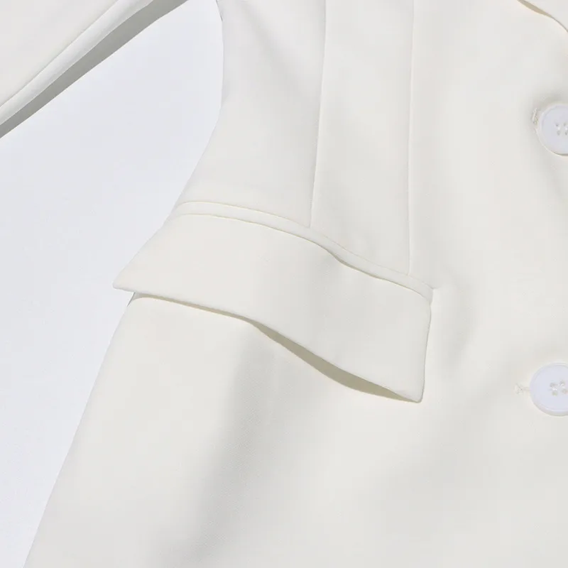 Slim Fit Solid Color Suit Coat Women New Style Casual Long Sleeve Button Design Belt Design Splicing Coat display picture 13