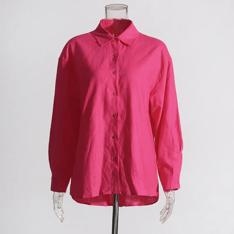 Fashionable Minimalist Ladies Casual Shirt And Shorts Set High Waist Shorts Two Piece Set Pure Color Collar Button Detail display picture 8