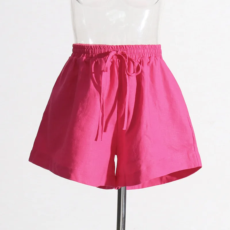 Fashionable Minimalist Ladies Casual Shirt And Shorts Set High Waist Shorts Two Piece Set Pure Color Collar Button Detail display picture 10