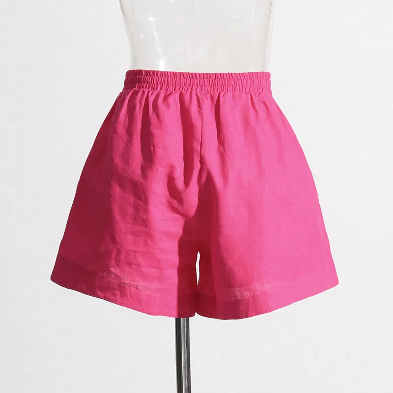 Fashionable Minimalist Ladies Casual Shirt And Shorts Set High Waist Shorts Two Piece Set Pure Color Collar Button Detail display picture 11