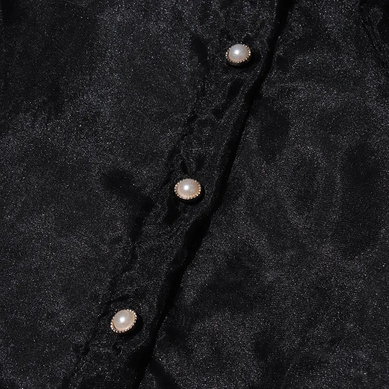 Elegant Auji Shalei Si Shirt Women's Fashion Design Sleeve Length Stand Collar Puff Sleeve Retro Style Solid Color Single Button display picture 17