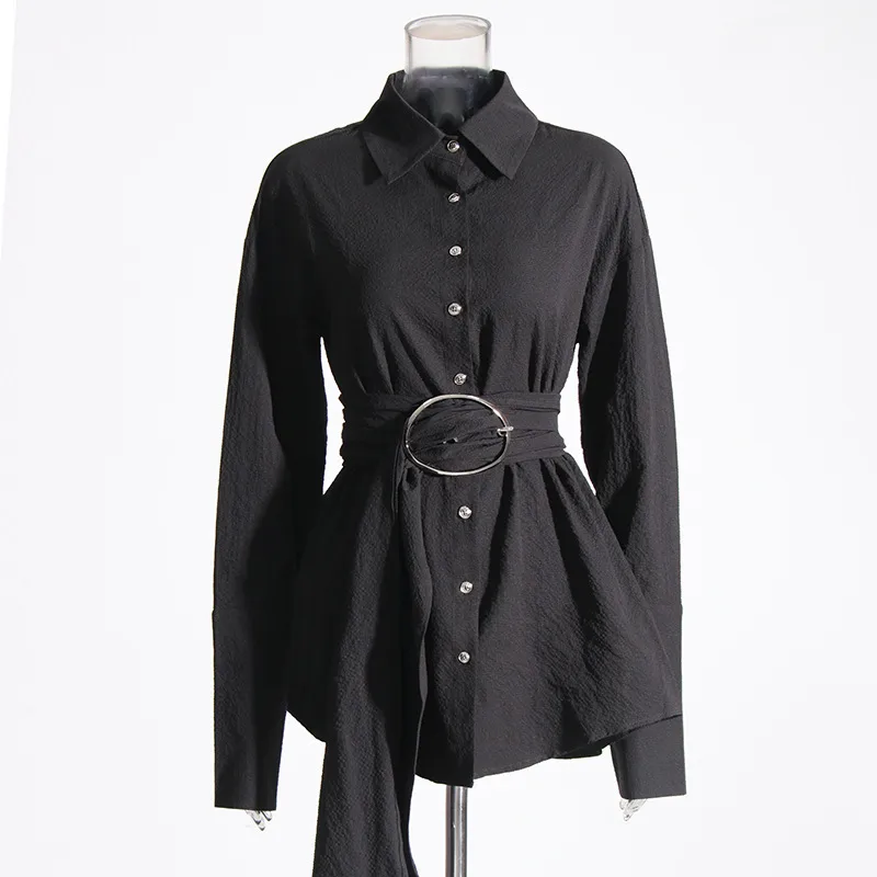 Elegant Casual Women's Shirt Summer New Style Belted Drapey Open Cardigan Solid Color Versatile Fashion Business Commute Style Slim Fit Midi Length display picture 3